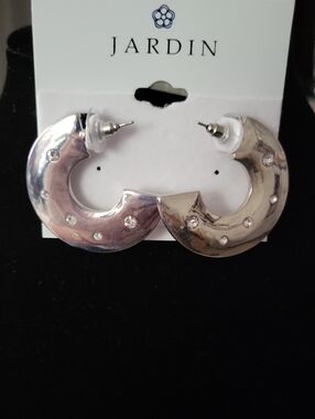 Jardin Silver Crystal-Accented Hoop Earrings